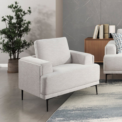 Brixton Taupe Chenille Accent Chair – 40" Contemporary Armchair with Black Metal Legs