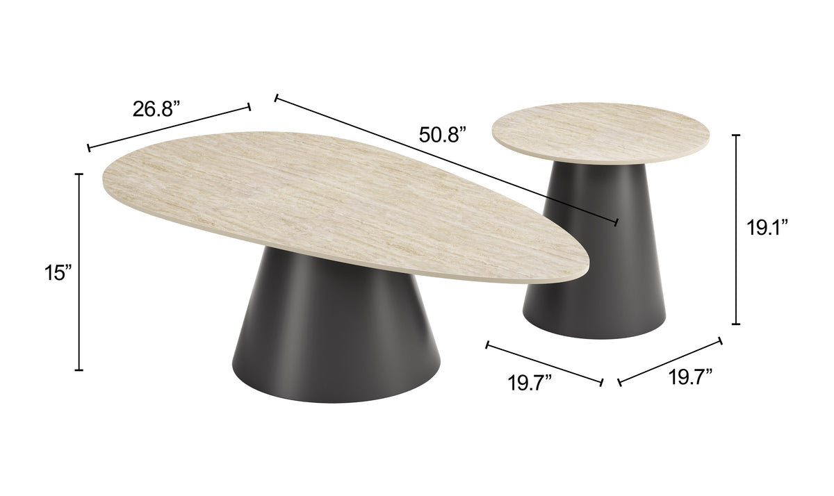 Reyes Natural & Black Coffee Table Set (2-Piece)
