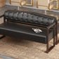 Ludlow Button-Tufted Faux Leather Bench Set