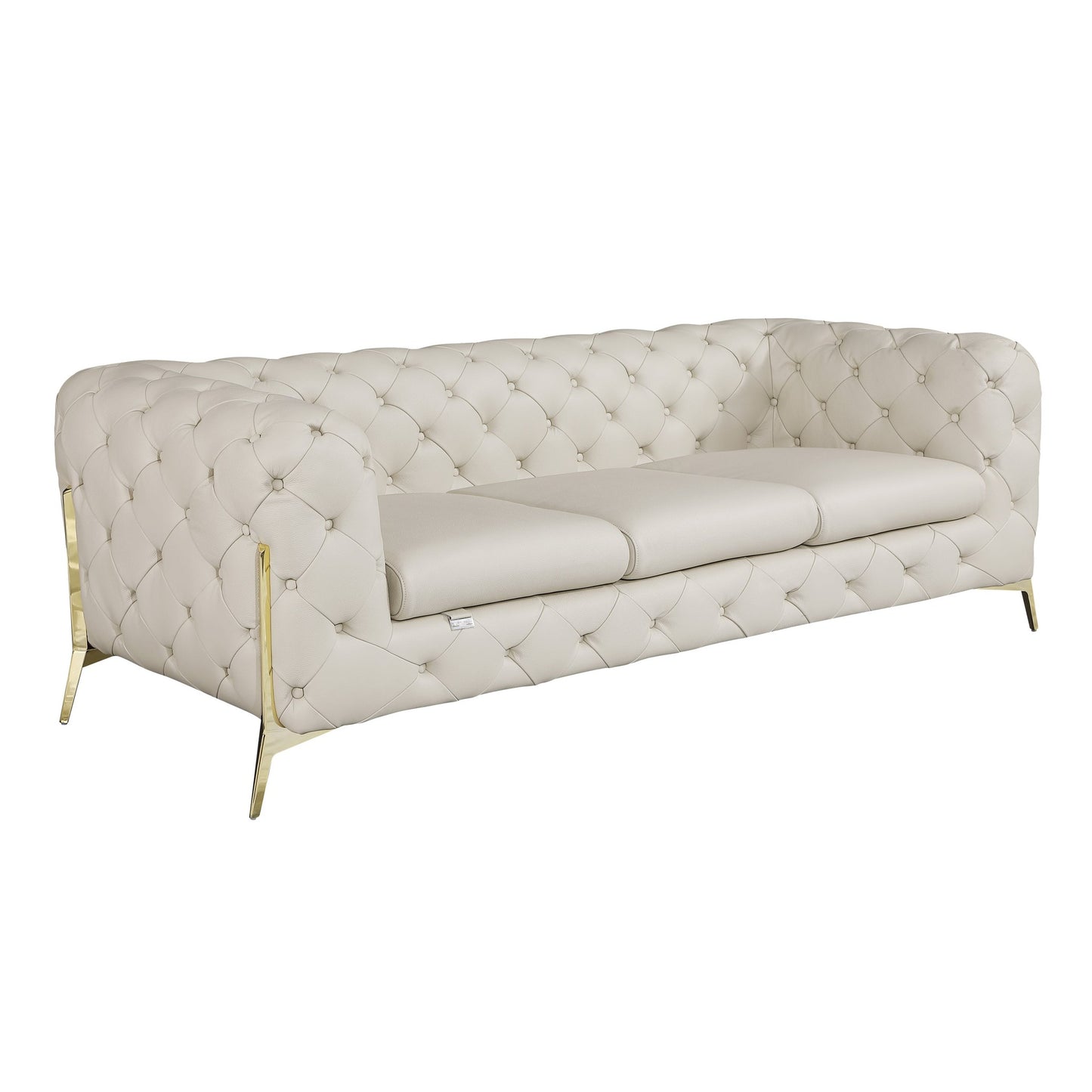 Aveline Beige Leather Sofa – 38"W Sofa