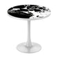 Reuben Tulip Dining Table in White Marble Print