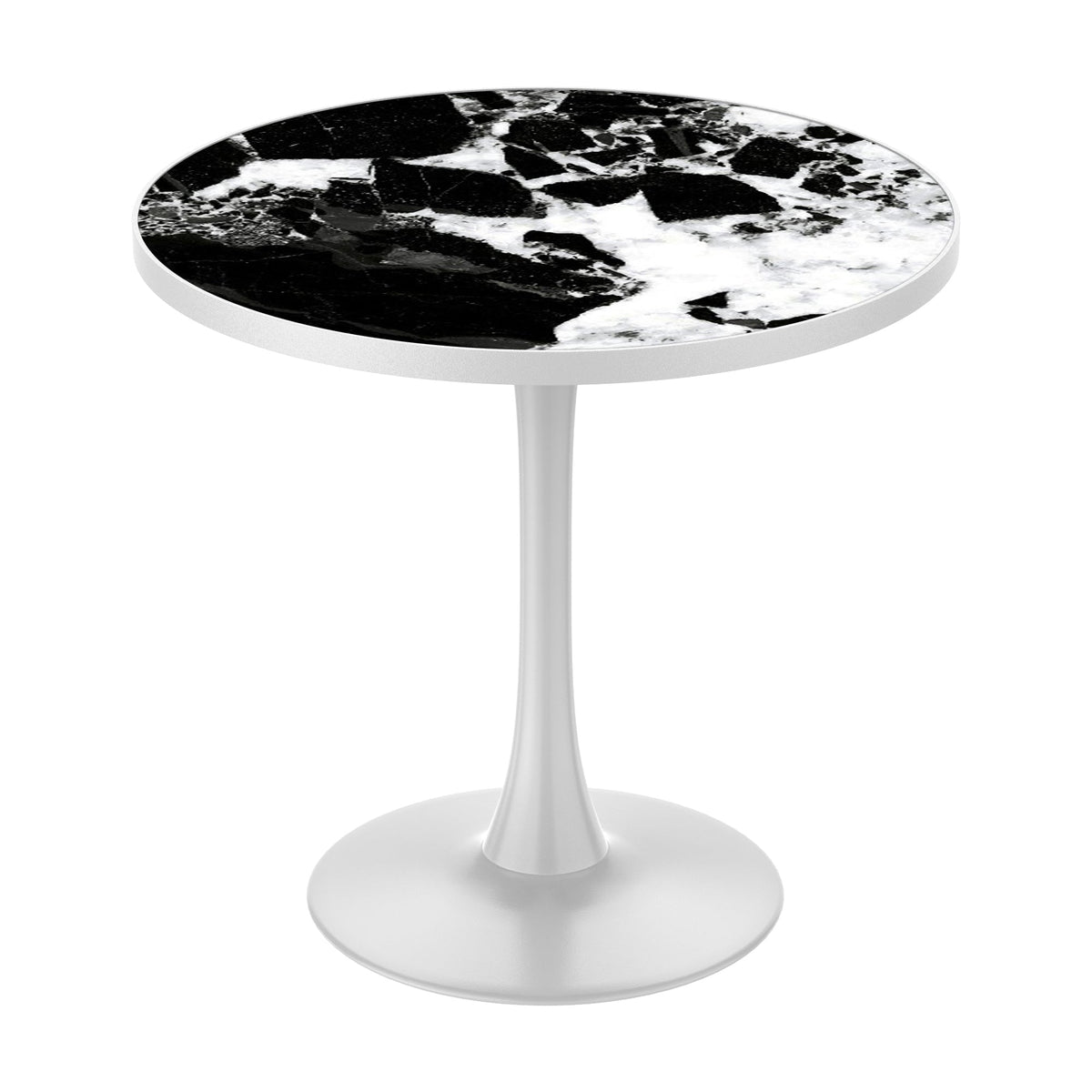 Reuben Tulip Dining Table in White Marble Print