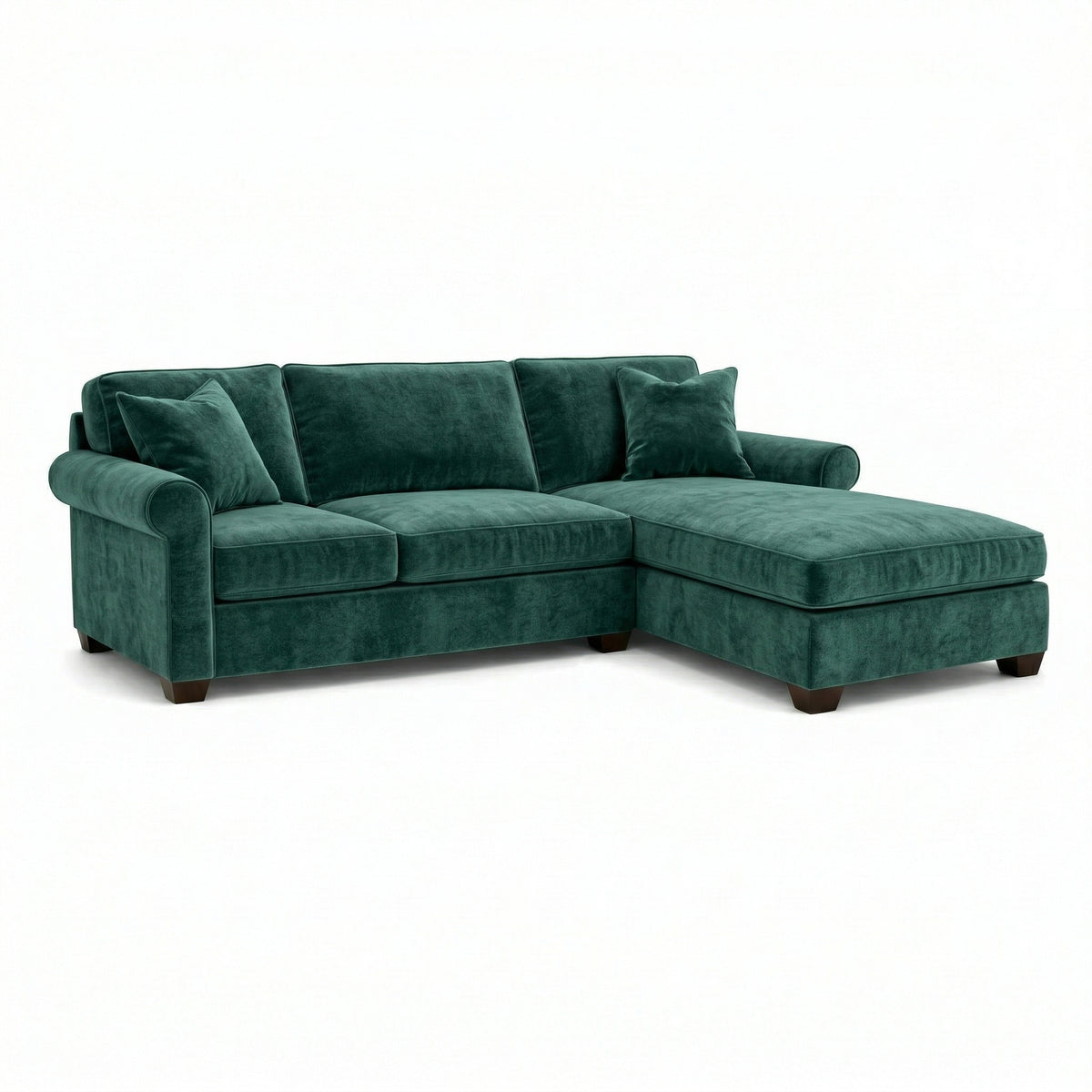 Irlanda Upholstered L-Shaped Sectional – 120" Made-in-USA Sectional Sofa - Velvet Antique Kelly Green - Velvet (3)