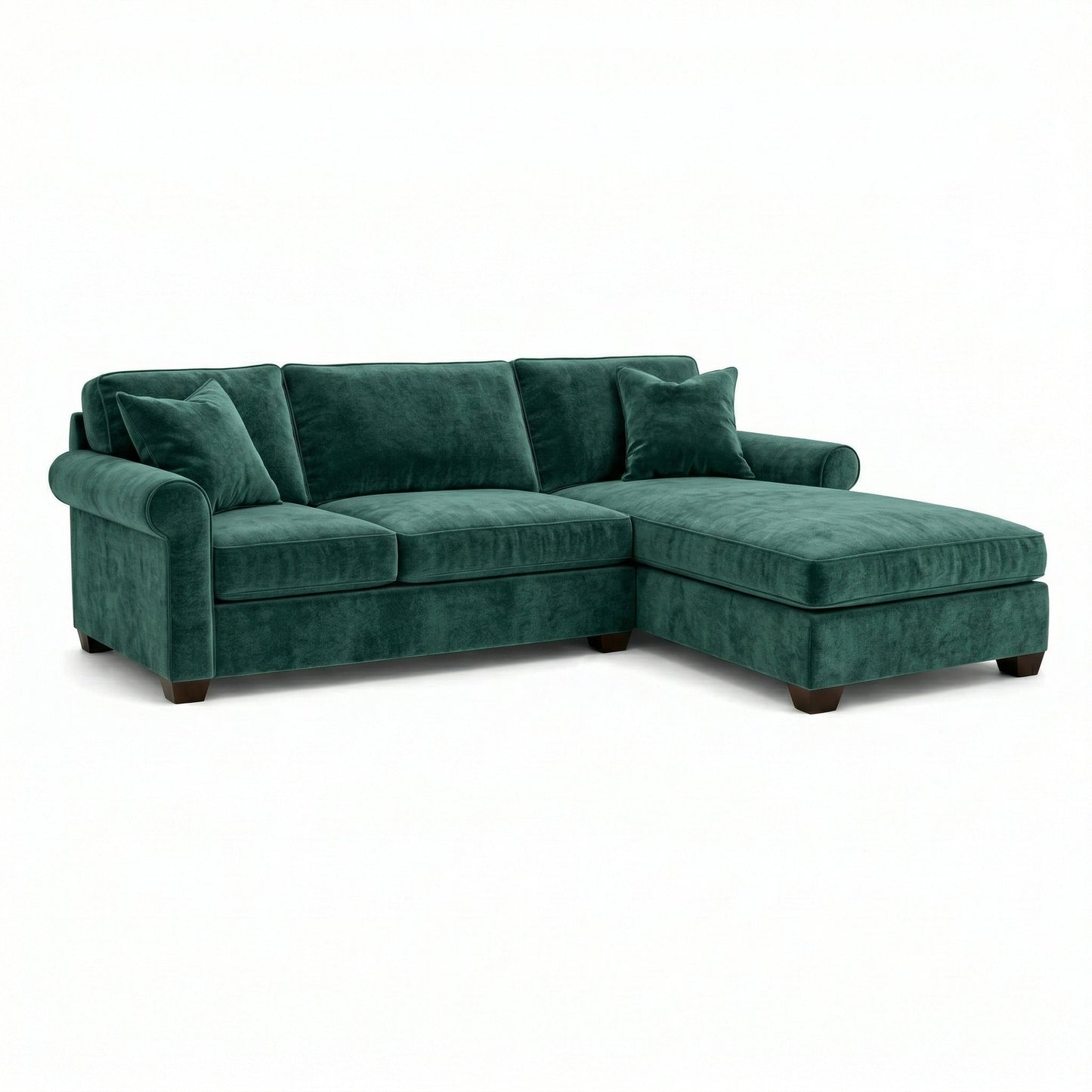 Irlanda Upholstered L-Shaped Sectional – 120" Made-in-USA Sectional Sofa - Velvet Antique Kelly Green - Velvet (3)