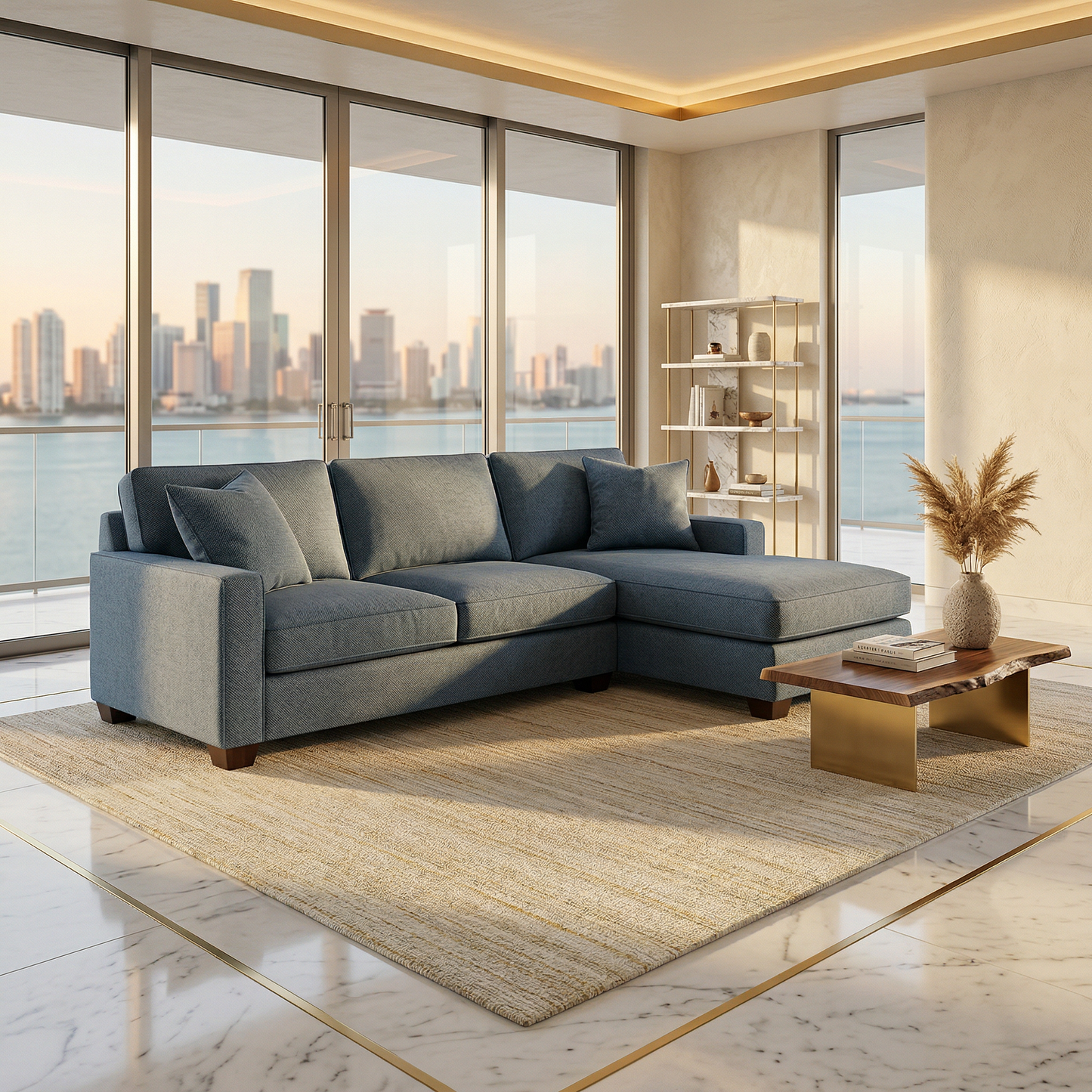 Clifford L-Shaped Sectional Sofa – Made in USA, 9 Fabric Options - Leslie Peacock - Fabric (1)