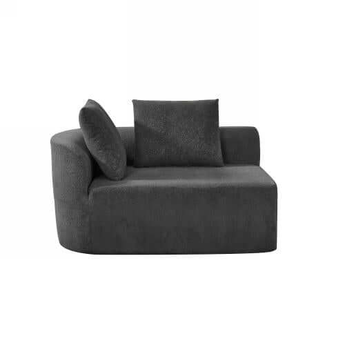 Modern Low Profile Modular Curved Foam Sofa 116' (4 Colors) in sleek dark gray upholstery showcasing curved design.