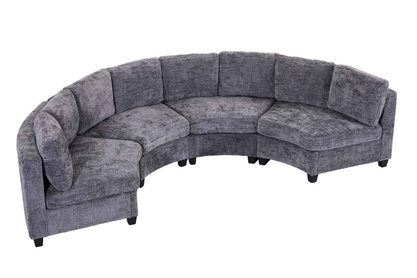 Rosalind Chenille Curved Modular Sectional – 4-Seat Sofa - Dark Gray (9)