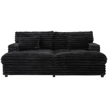 Sabine Faux Fur Double Chaise Sofa – 82" Oversized Lounge Sofa