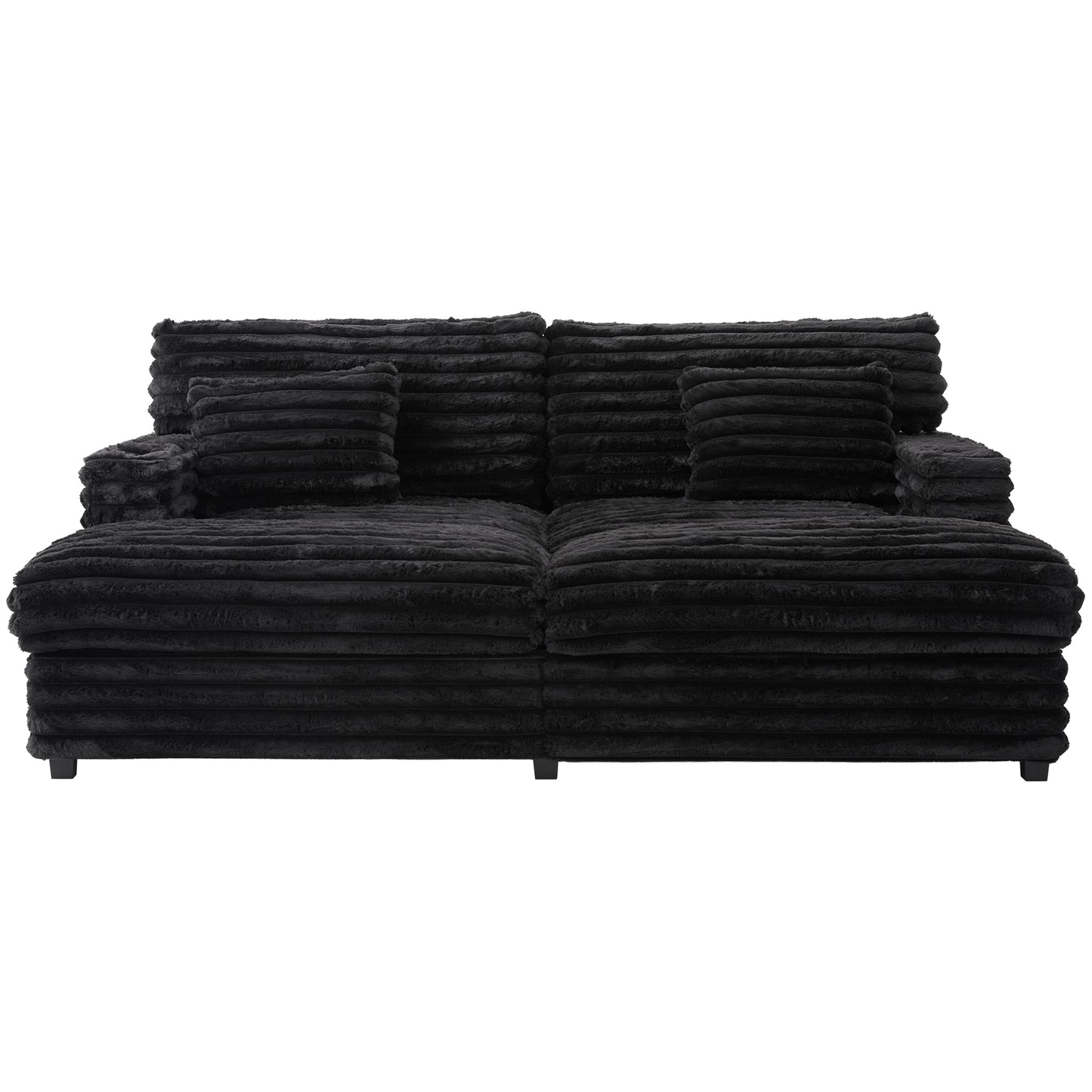 Sabine Faux Fur Double Chaise Sofa – 82" Oversized Lounge Sofa