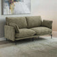 Dalton Green Fabric Loveseat – 75” Modern 2-Seat Sofa with Tufting & Pillows in a stylish living room setting.