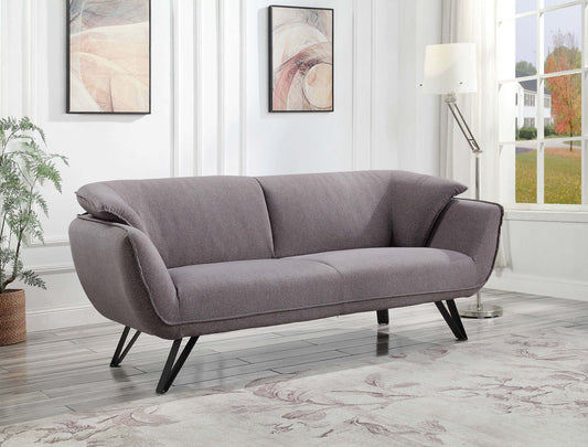 Dalya Gray Linen Loveseat – 78” Modern 2-Seat Sofa with Metal Legs in a stylish living room setting.
