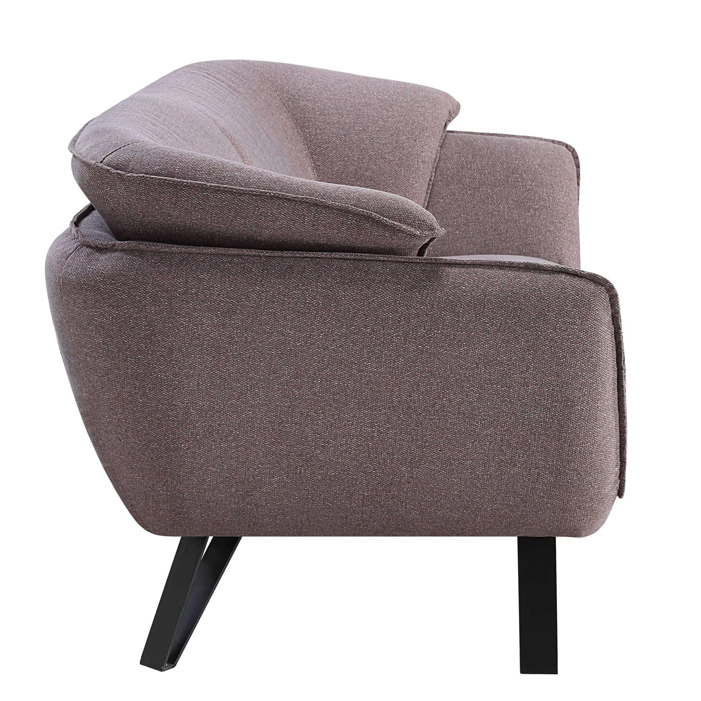 Dalya Gray Linen Loveseat – 78” Modern 2-Seat Sofa with Metal Legs side view showcasing compact design and sleek legs.