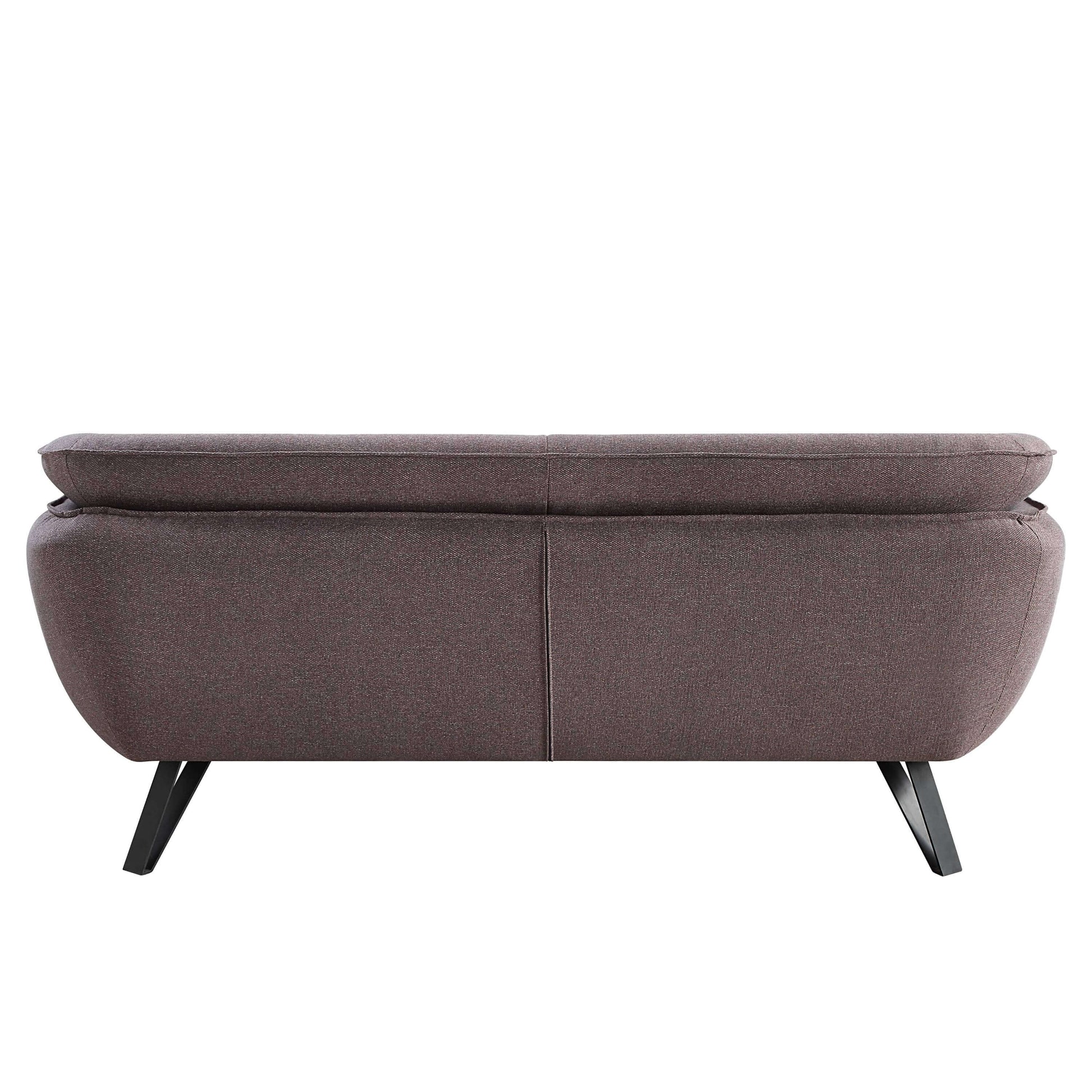 Dalya Gray Linen Loveseat – 78” Modern 2-Seat Sofa with Metal Legs, back view showcasing clean lines and compact design.