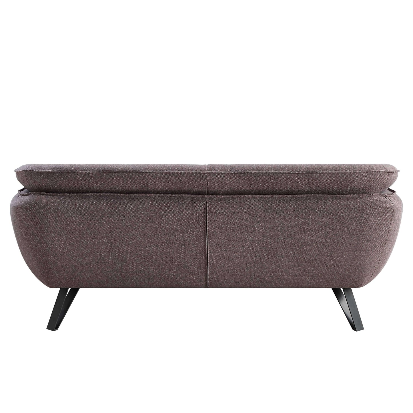 Dalya Gray Linen Loveseat – 78” Modern 2-Seat Sofa with Metal Legs, back view showcasing clean lines and compact design.