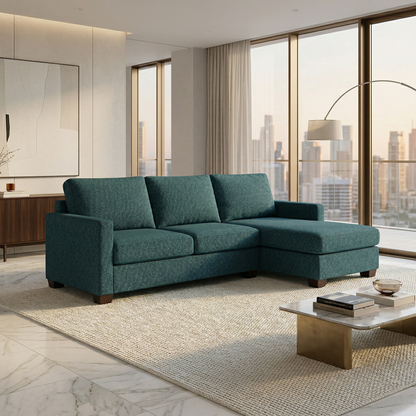 Damon L-Shaped Sectional Sofa – 120" Chaise Sectional in Fabric & Velvet – view 3