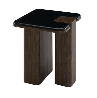 Dana Natural Marble Top & Dark Walnut End Table w/Natural Marble showcasing a rich dark walnut base and elegant marble top.