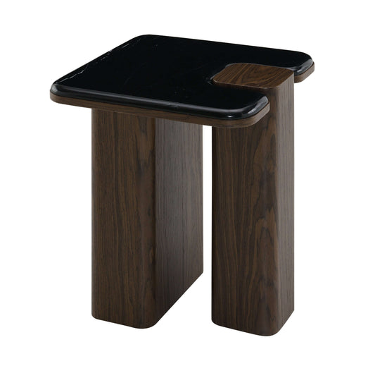 Dana Natural Marble Top & Dark Walnut End Table w/Natural Marble showcasing a rich dark walnut base and elegant marble top.