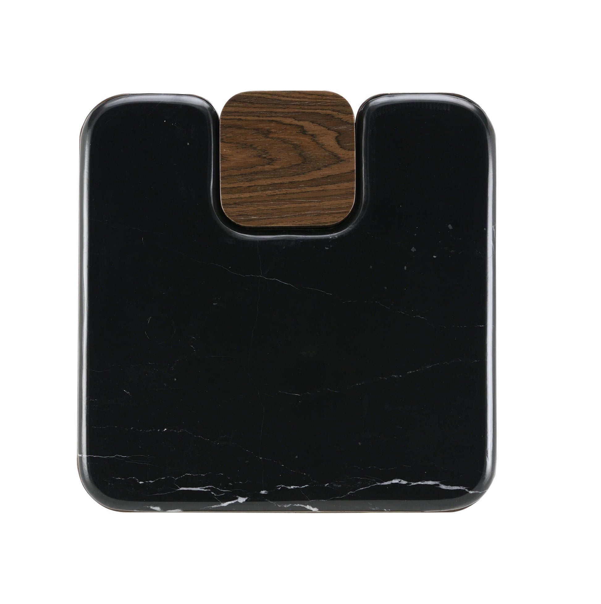 Dana Natural Marble Top & Dark Walnut End Table w/Natural Marble top view showcasing marble and wood details.