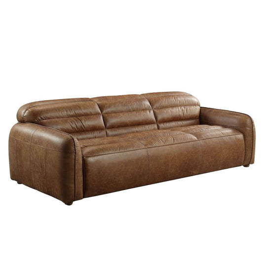 Dark Brown Top Grain Leather Sofa with Black Legs | 95" Contemporary Leather Couch in luxurious leather