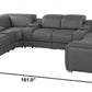 Dark Gray Italian Leather Power Reclining U Shaped Eight Piece Corner Sectional With Console dimensions and design view