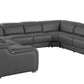 Dark Gray Italian Leather Power Reclining U Shaped Eight Piece Corner Sectional With Console