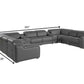 Dark Gray Italian Leather Power Reclining U Shaped Ten Piece Corner Sectional With Console dimensions 161 x 138 x 39 inches