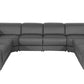 Dark Gray Italian Leather Power Reclining U Shaped Eight Piece Corner Sectional With Console