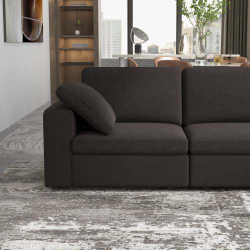 Dark Gray Modular Chaise Sofa Sectional 121” – in room setting