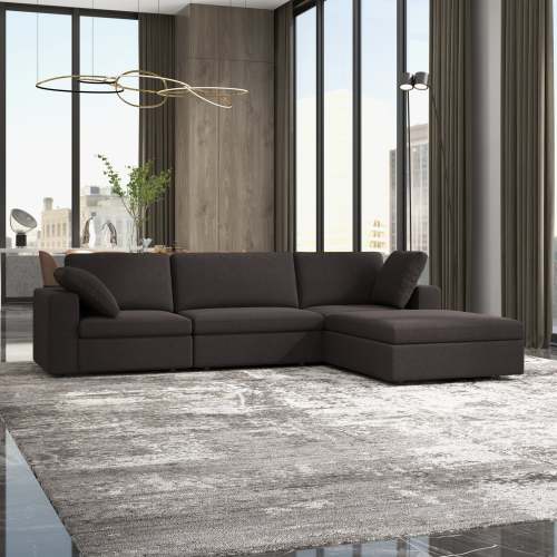 Dark Gray Modular Chaise Sofa Sectional 121” – in room setting