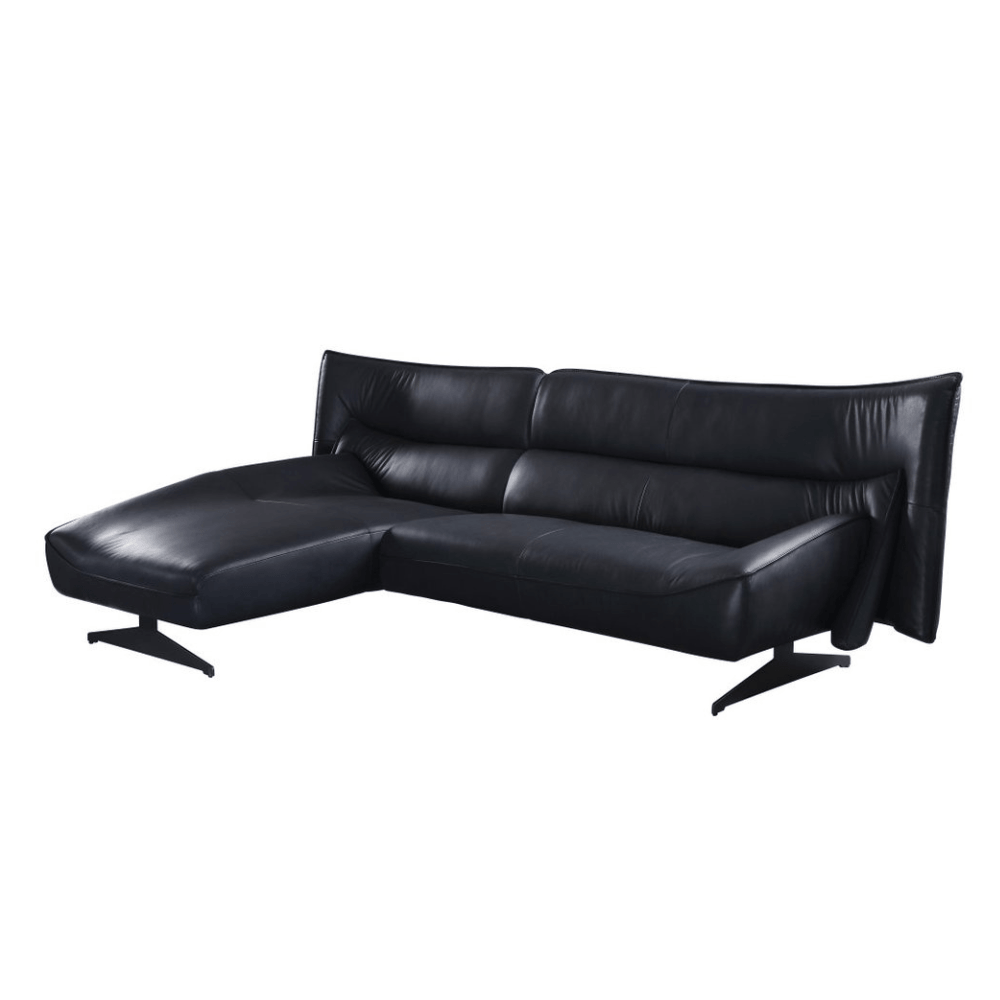 Dark Gray Top Grain Leather Sectional Sofa with Chaise | 113" Modern Sectional in a sleek contemporary design.