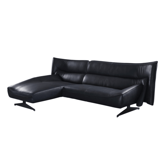 Dark Gray Top Grain Leather Sectional Sofa with Chaise | 113" Modern Sectional in a sleek contemporary design.