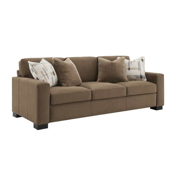Darya Brown Suede Fabric Sofa w/4 Pillows 89