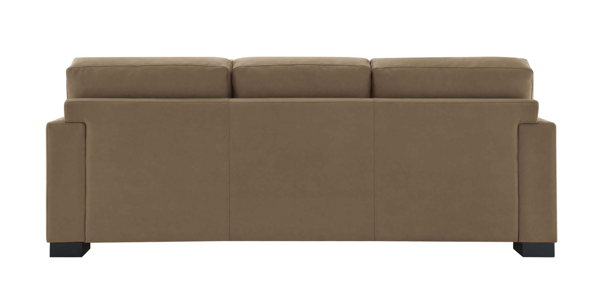 Darya Brown Suede Fabric Sofa w/4 Pillows 89"W back view with plump cushions and clean design.