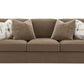 Darya Brown Suede Fabric Sofa w/4 Pillows 89"W in rich brown suede with decorative accent pillows.