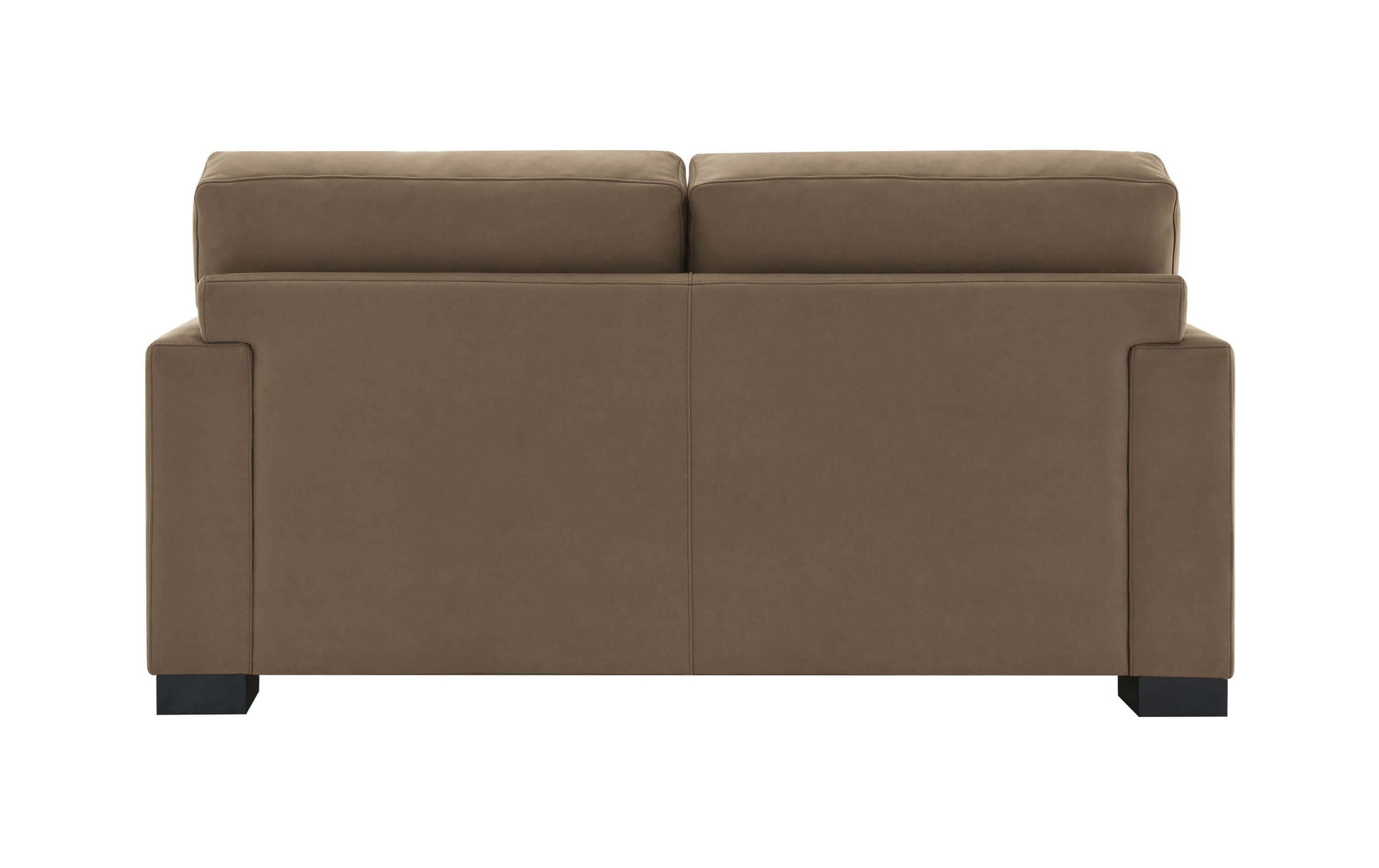 Darya Brown Suede Fabric Loveseat Sofa w/3 Pillows 69" seen from the back, showcasing plush cushions and sturdy construction.