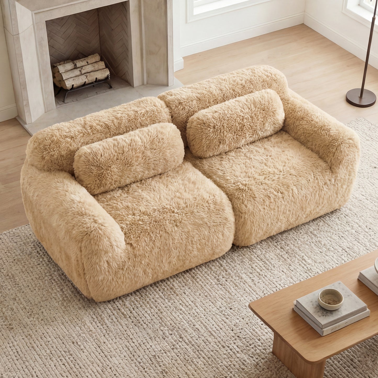Dashiell Light Khaki Plush Modular Sofa – 40.9" 2-Seat Modular Sofa – view 3