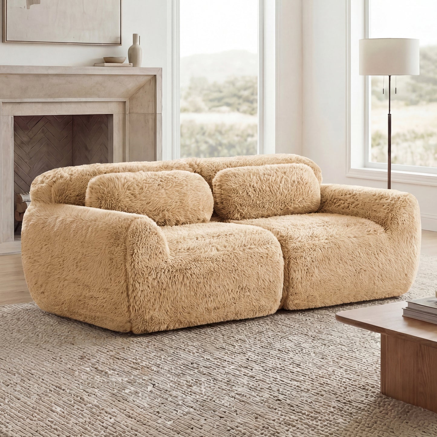 Dashiell Light Khaki Plush Modular Sofa – 40.9" 2-Seat Modular Sofa – view 4