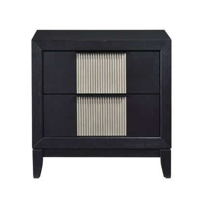 Fenn Solid Wood 2-Drawer Nightstand – Charcoal Gray Bedside Table