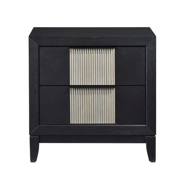 Fenn Solid Wood 2-Drawer Nightstand – Charcoal Gray Bedside Table