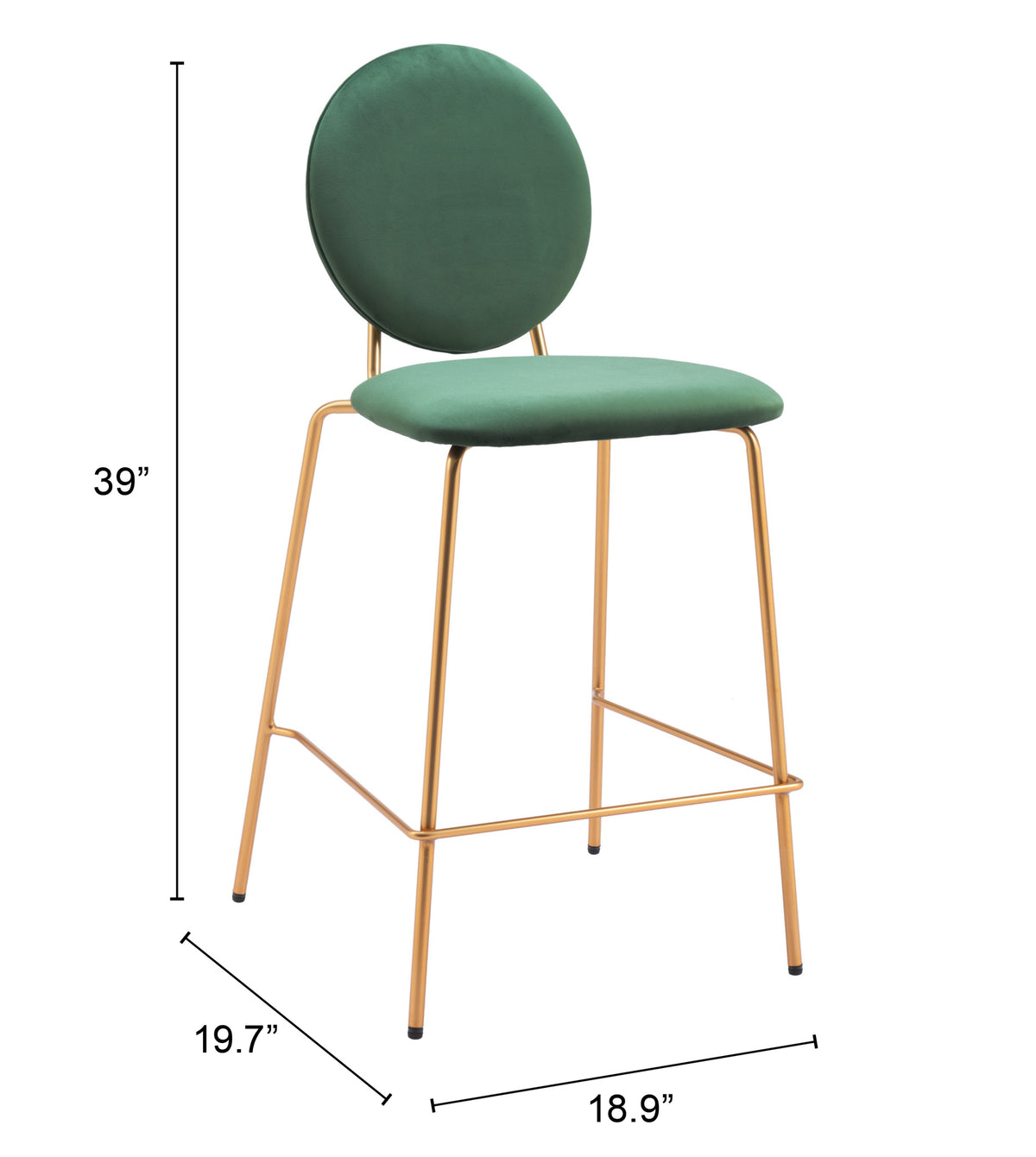 Odessa Green & Gold Counter Stool (Set of 2)