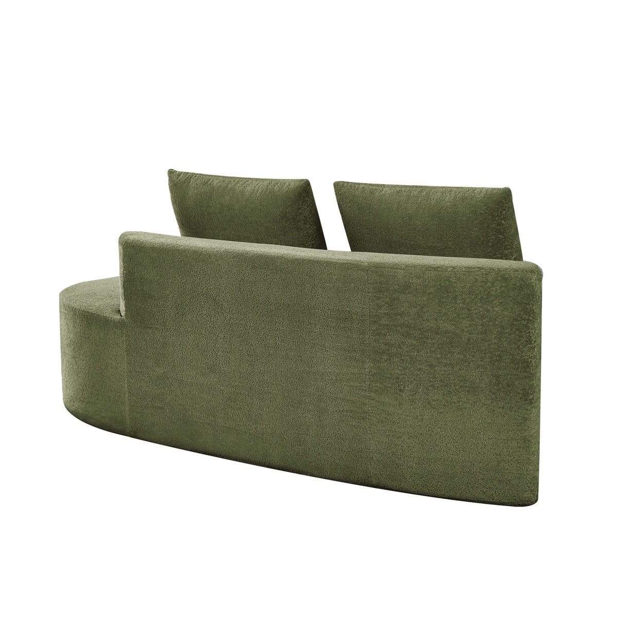 Modern Low Profile Modular Curved Foam Sofa 116' (4 Colors) in soft green fabric showcasing retro-modern design.