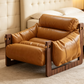 Caramel oil-waxed leather lounge chair