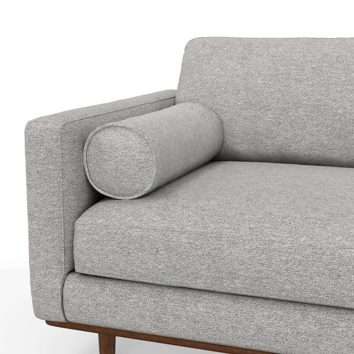 Morrison MCM Fabric Loveseat Sofa 72" – Modern Mid-Century Compact Loveseat (2 Colors) close-up of arm and cushion.