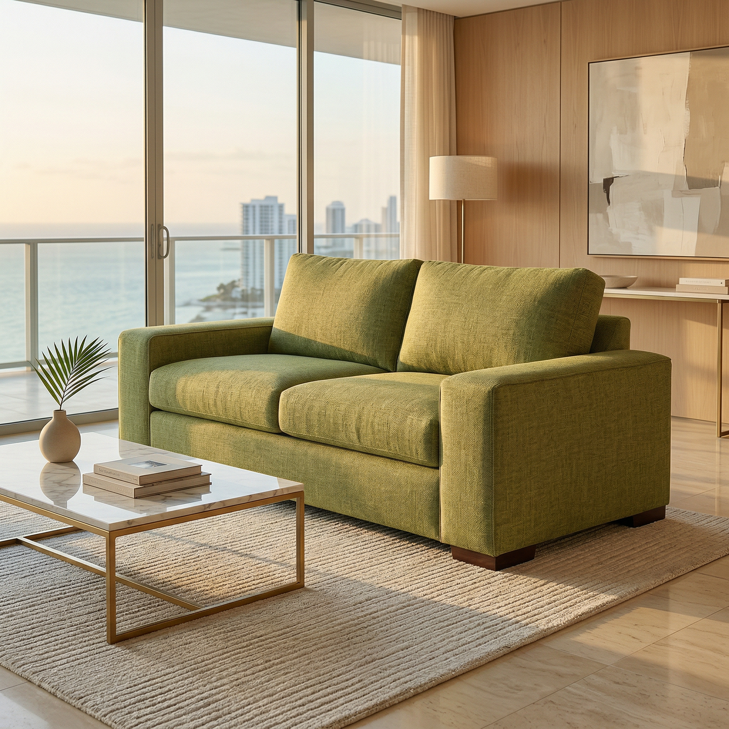 Modena Sofa 92" – Made in USA Square-Arm Sofa (7 Fabrics) - Notion Appletini - Fabric (3)