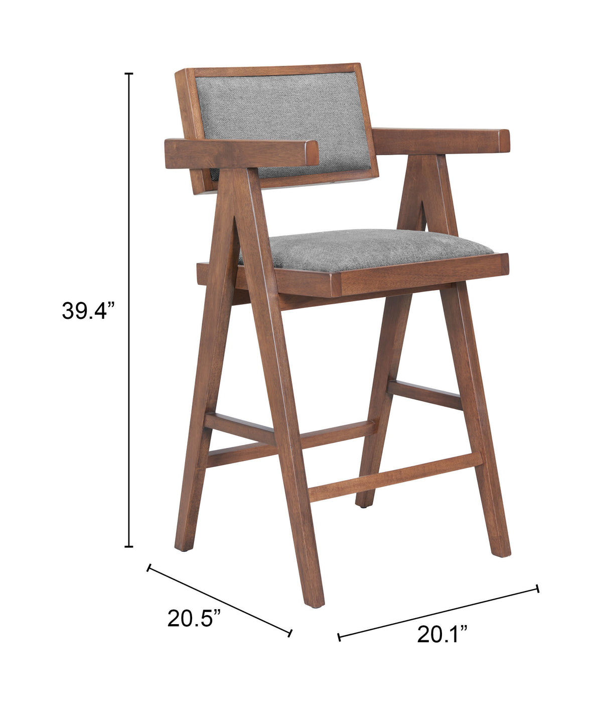 Delhi Gray & Walnut Counter Stool (Set of 2)