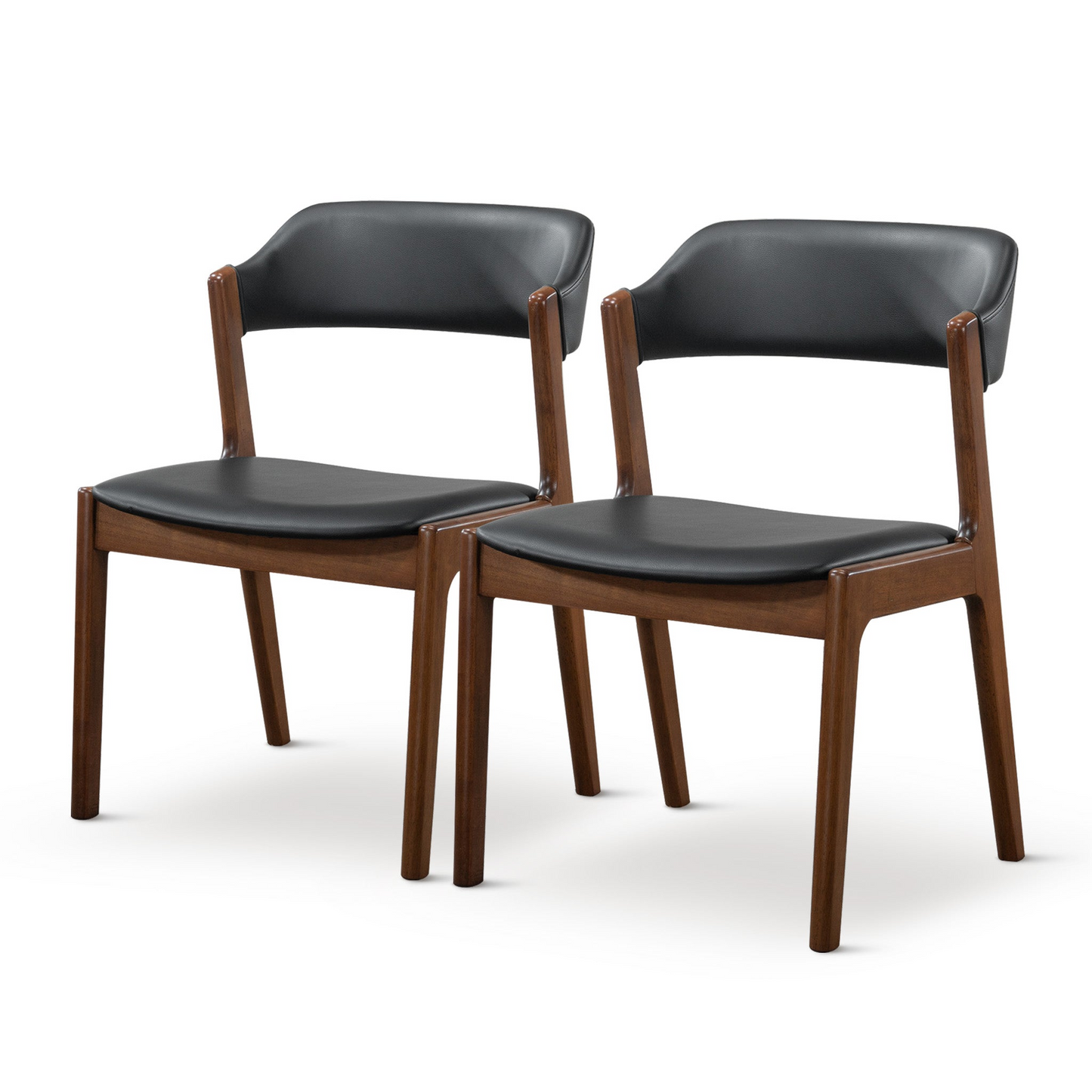 Enzo Black PU Leather Dining Chair (Set of 2) – 30" Mid-Century Modern Dining Chairs