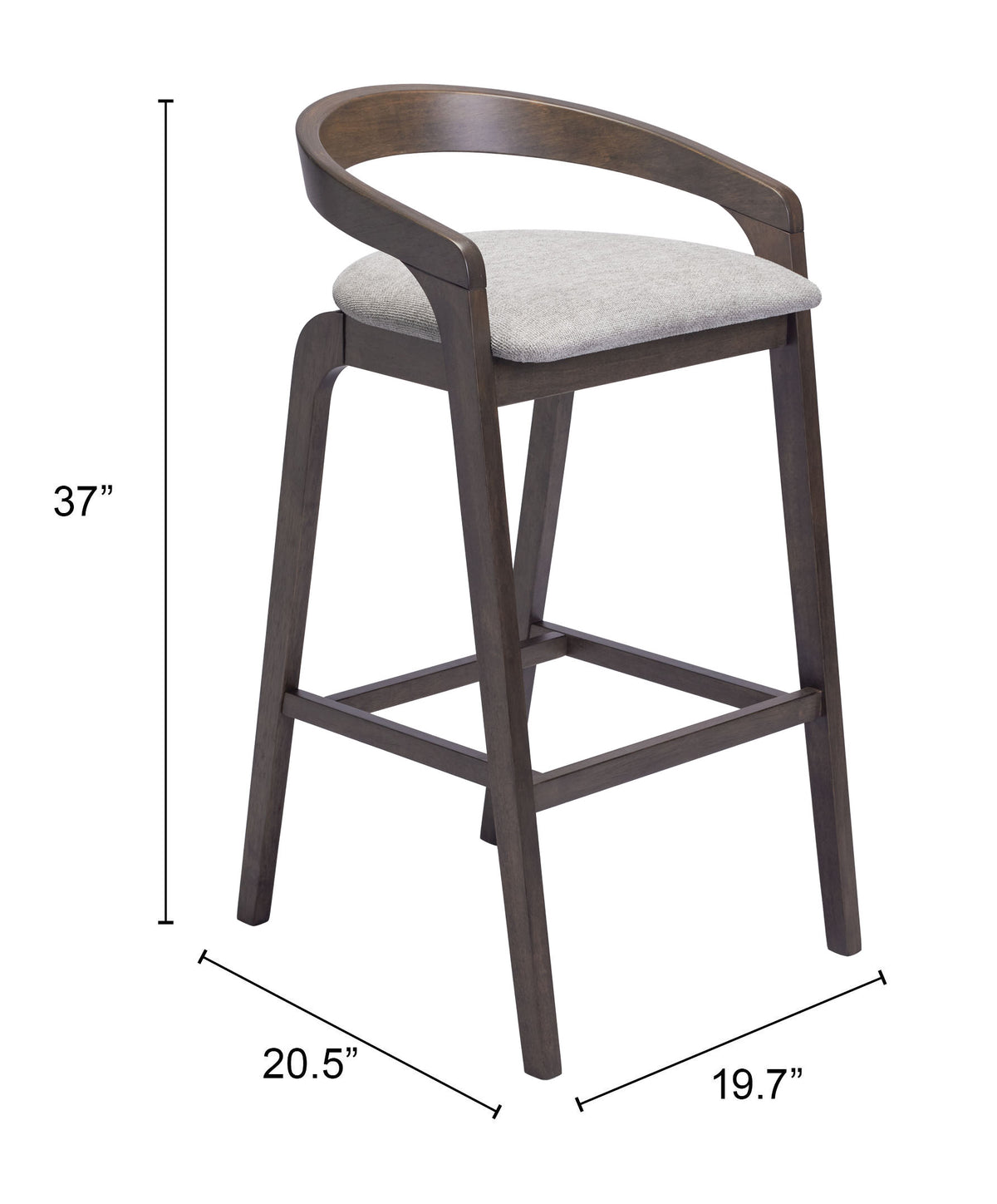 Troy Dove Gray & Espresso Barstool (Set of 2)
