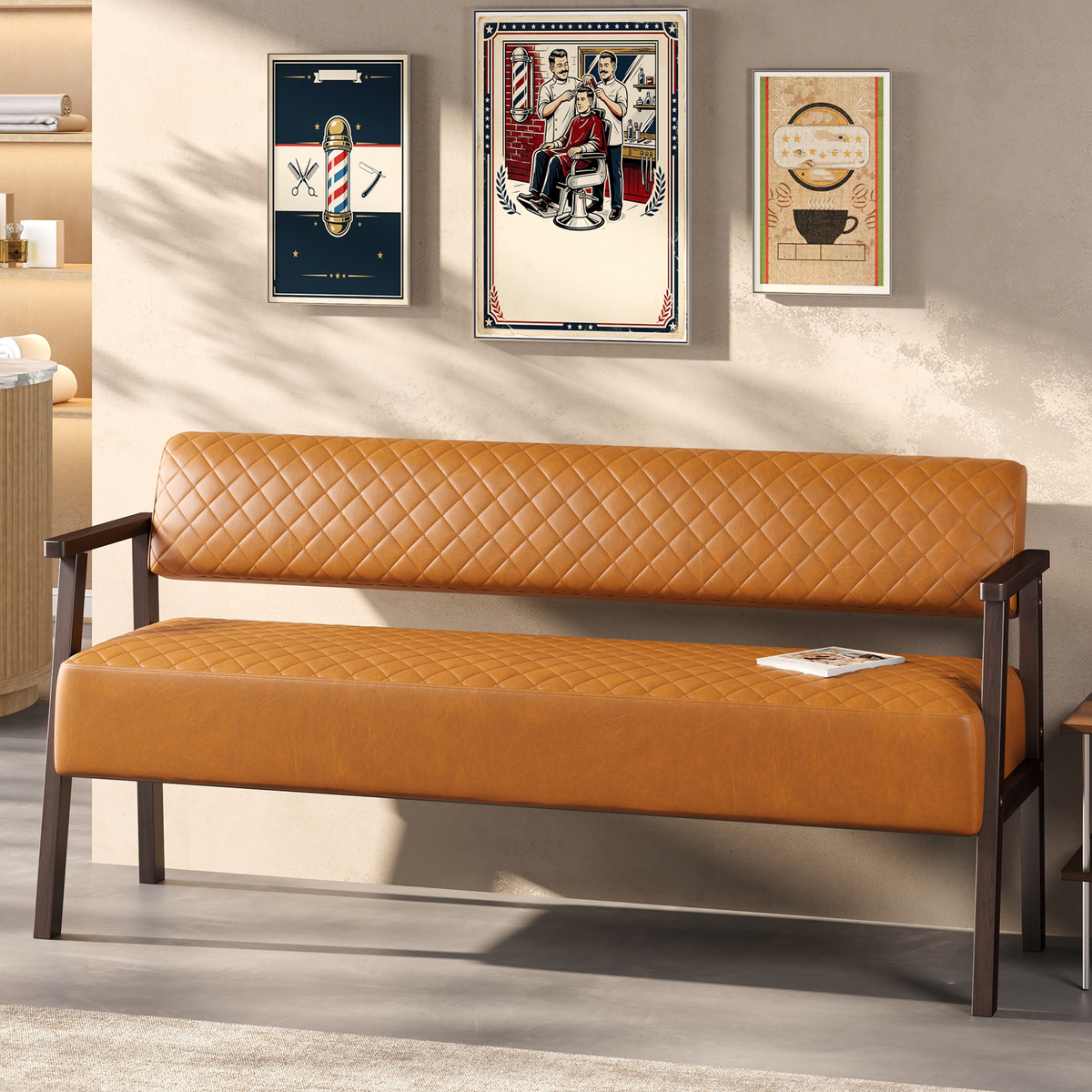 Belden Diamond-Quilted Faux Leather Bench