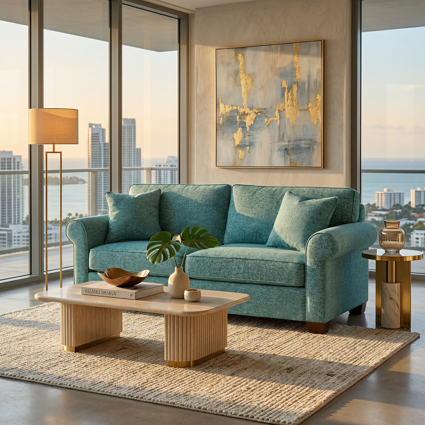 Irlanda Classic Sofa – 92" Rolled-Arm Made-in-USA Sofa - Hepburn Emerald - Fabric (1)
