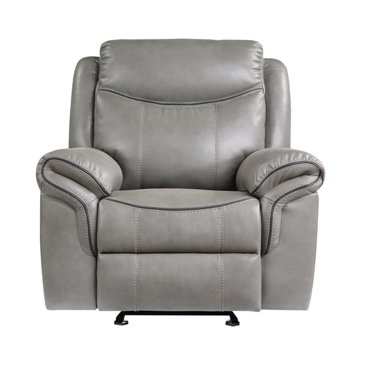 Vaughn Gray Faux Leather Glider Recliner